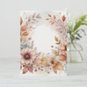 モノグラム 秋の落ち葉と花 水彩画 招待状 (スタンド正面)