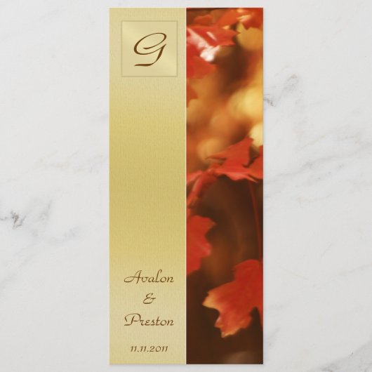 モノグラム 秋の落ち葉 ウェディングプログラム 招待状 (正面)