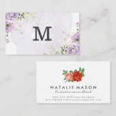 モノグラム | 紫色の花 名刺 (正面/裏面)