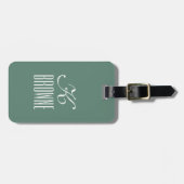 モノグラム |緑パーソナライズされたと白のデザイン | ラゲッジタグ (正面横)