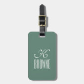 モノグラム |緑パーソナライズされたと白のデザイン | ラゲッジタグ (正面縦)