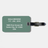 モノグラム |緑パーソナライズされたと白のデザイン | ラゲッジタグ (裏面横)