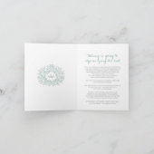 モノグラム 緑 白 葉 結婚式 ライブ ストリーム 案内状 (内部)