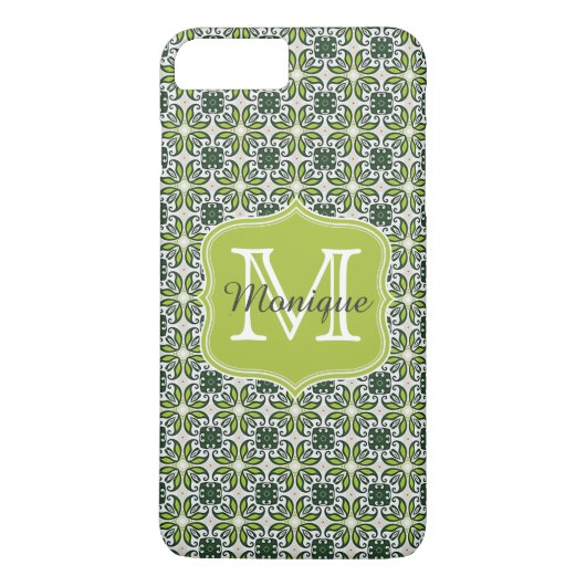 モノグラム 緑 花柄 Case-Mate iPhoneケース (裏面)