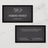 モノグラム |線のパターン | 縁ど （黒） 名刺 (正面/裏面)