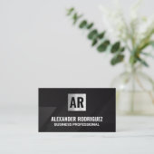 モノグラム | 線パターン | ブラック 名刺 (スタンド正面)