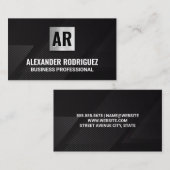 モノグラム | 線パターン | ブラック 名刺 (正面/裏面)