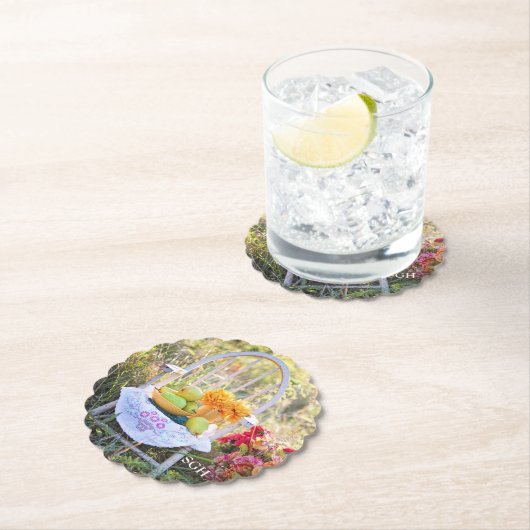 モノグラム、美しい秋のプリント、ホタテ ペーパーコースター (インサイチュ)