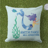 モノグラム.航海の人魚の海。 ファミリ名。 アウトドアクッション (芝生)