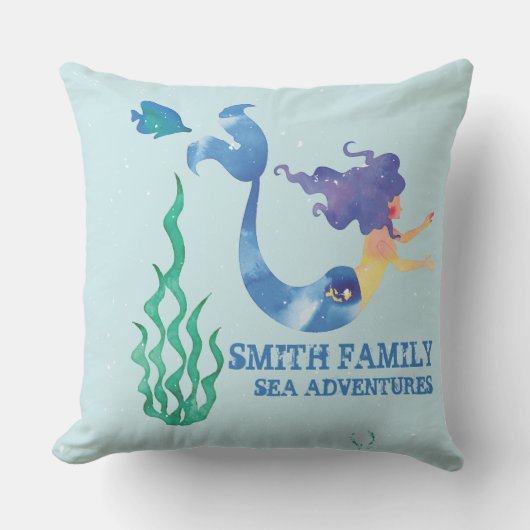 モノグラム.航海の人魚の海。 ファミリ名。 アウトドアクッション (正面)