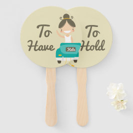 モノグラム.花嫁と花婿.持って持って。 ハンドファン