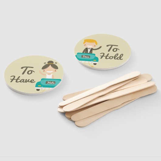 モノグラム.花嫁と花婿.持って持って。 ハンドファン (組立なし)