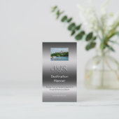 モノグラム、行先のプランナー、金属効果 名刺 (スタンド正面)