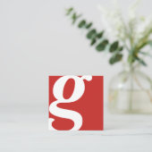 モノグラム 赤い四角 スクエア名刺 (スタンド正面)