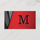 モノグラム |赤い黒の抽象芸術 名刺 (正面)