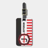 モノグラム-赤のストライプ ラゲッジタグ (正面縦)
