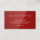 モノグラム | 赤モダン光沢 名刺 (裏面)