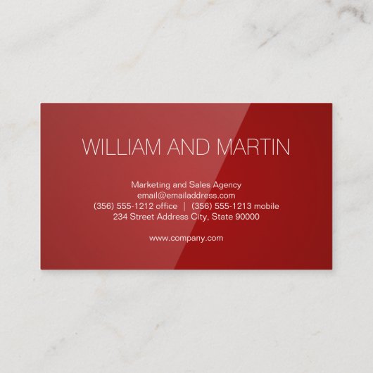 モノグラム | 赤モダン光沢 名刺 (裏面)