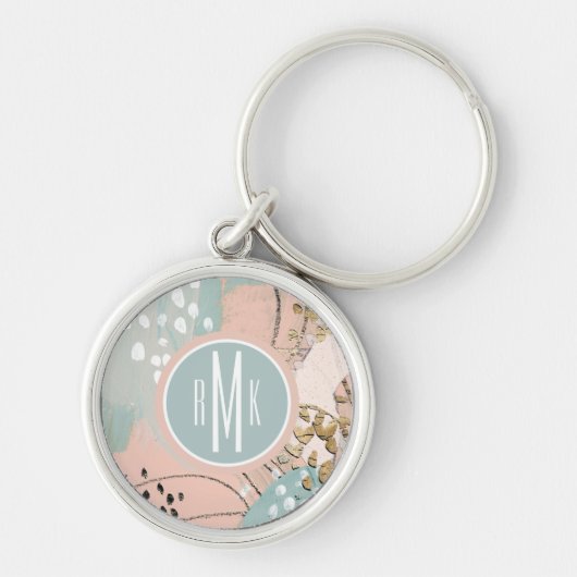 モノグラム |赤面と金ゴールドI キーホルダー (正面)