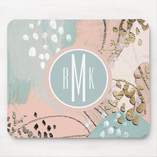 モノグラム |赤面と金ゴールドI マウスパッド (正面)