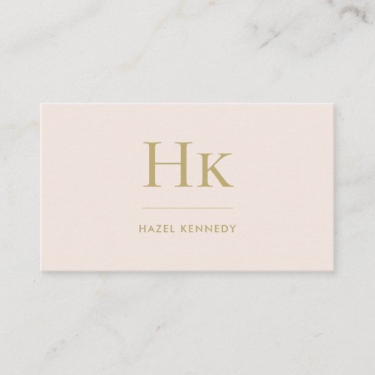 モノグラム | 赤面クラシックピンク金ゴールドシシンプルック 名刺 (正面)