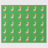 モノグラム 赤 緑 クリスマス ラッピングペーパー (フラット)