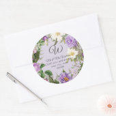 モノグラム 返信住所 ラベンダーピオニー ローズ ラウンドシール (封筒)
