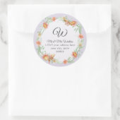 モノグラム 返信住所 ラベンダー パープル コーラル フローラル ラウンドシール (バッグ)