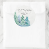 モノグラム 返信先住所 山湖と松の木 ラウンドシール (バッグ)