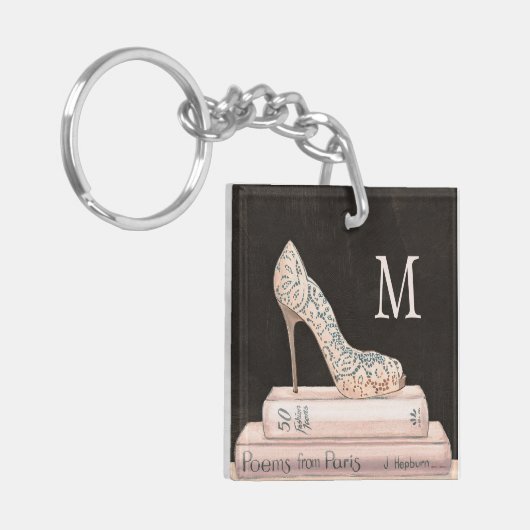 モノグラム|野生のりんご|のエレガントなハイヒールのファッション キーホルダー (正面左)