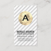モノグラム/金ゴールドとストライプ 名刺 (正面)