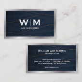 モノグラム |金ゴールドの背景（青） 名刺 (正面/裏面)