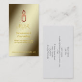 モノグラム、金ゴールドの蝋燭を持つ死別のカウンセラー 名刺 (正面/裏面)