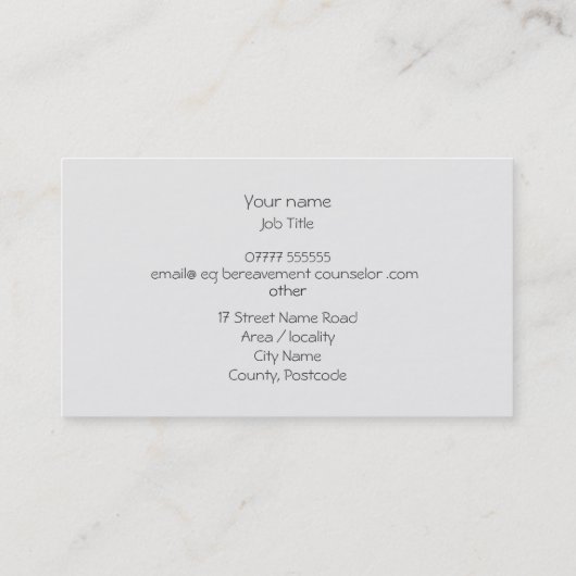 モノグラム、金ゴールドの蝋燭を持つ死別のカウンセラー 名刺 (裏面)