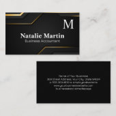 モノグラム | 金ゴールドトリム | 黒の背お洒落景 名刺 (正面/裏面)