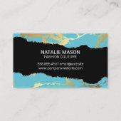 モノグラム |金ゴールド大理石ティール（緑がかった色） 名刺 (裏面)