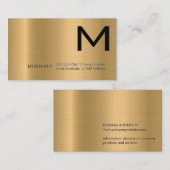 モノグラム | 金ゴールド金属背景 名刺 (正面/裏面)