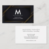 モノグラム |金ゴールド黒ルクスの背景 名刺 (正面/裏面)