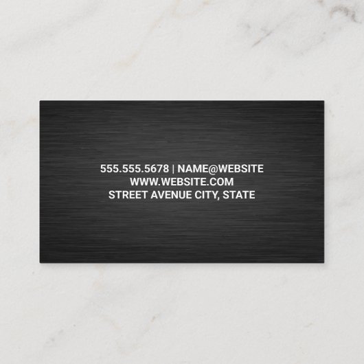 モノグラム |金属スクエア |黒いテクスチャ 名刺 (裏面)