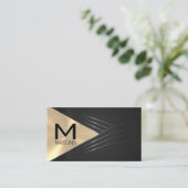 モノグラム |金属金ゴールド抽象芸術の背景 名刺 (スタンド正面)