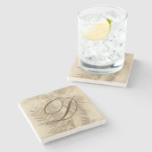 モノグラム |金色の葉I ストーンコースター (横)