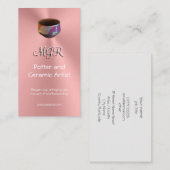 モノグラム、陶工、陶磁器の芸術家、ピンクのクロム一見 名刺 (正面/裏面)