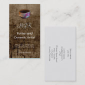 モノグラム、陶工、陶磁器の芸術家、革効果 名刺 (正面/裏面)
