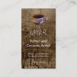 モノグラム、陶工、陶磁器の芸術家、革効果 名刺