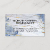 モノグラム | 青い大理石メタリックトリム 名刺 (裏面)