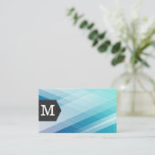 モノグラム | 青い抽象芸術背景 名刺 (スタンド正面)
