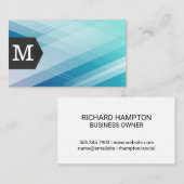 モノグラム | 青い抽象芸術背景 名刺 (正面/裏面)