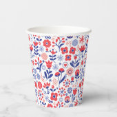 モノグラム |青とサンゴの花柄 紙コップ (裏面)