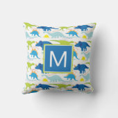 モノグラム |青と緑の恐竜 クッション (裏面)