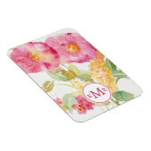 モノグラム |青の白いデイジー マグネット (右側)